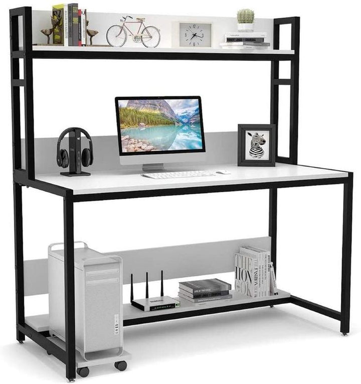 مكتب مودرن برف علوي ورف سفلي للديكورات والتخزين .