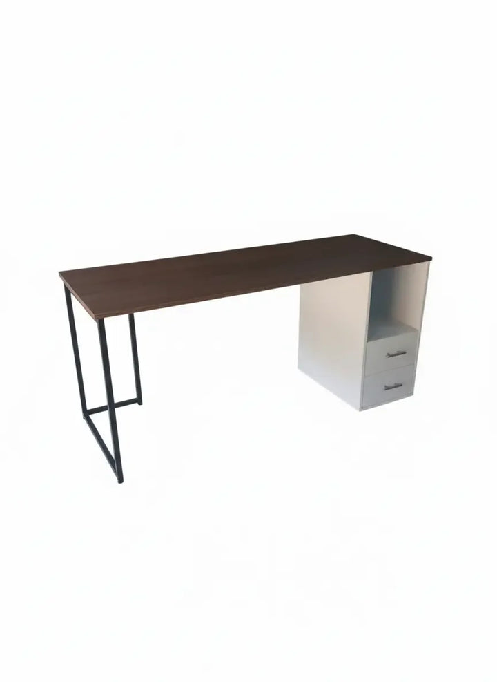 مكتب مودرن بوحدة جانبيه وارجل حديد قوية،لون بني