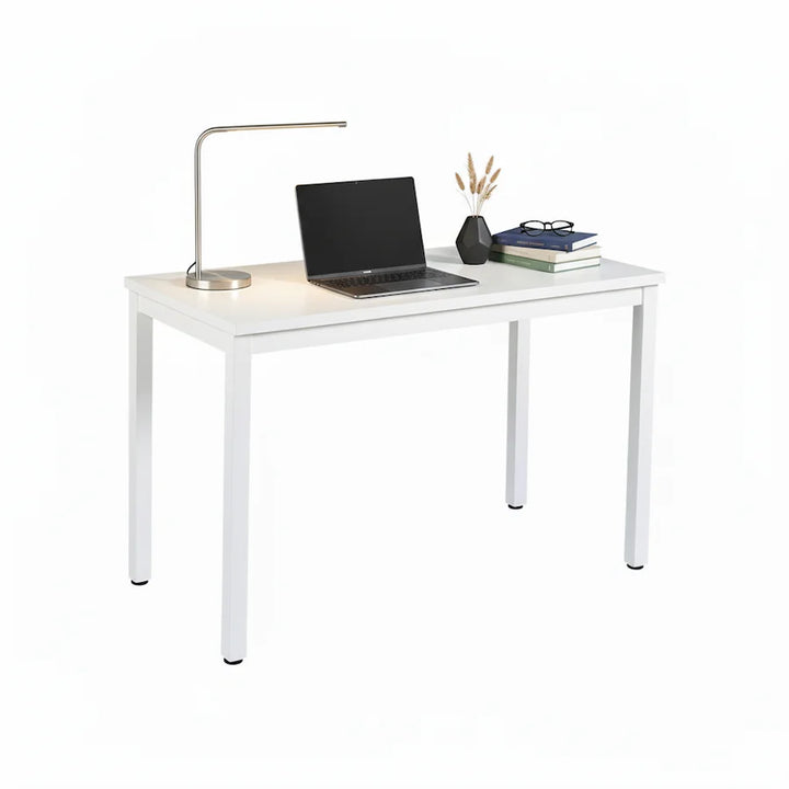 مكتب مورن ابيض سطح خشب وقاعدة حديد قوية